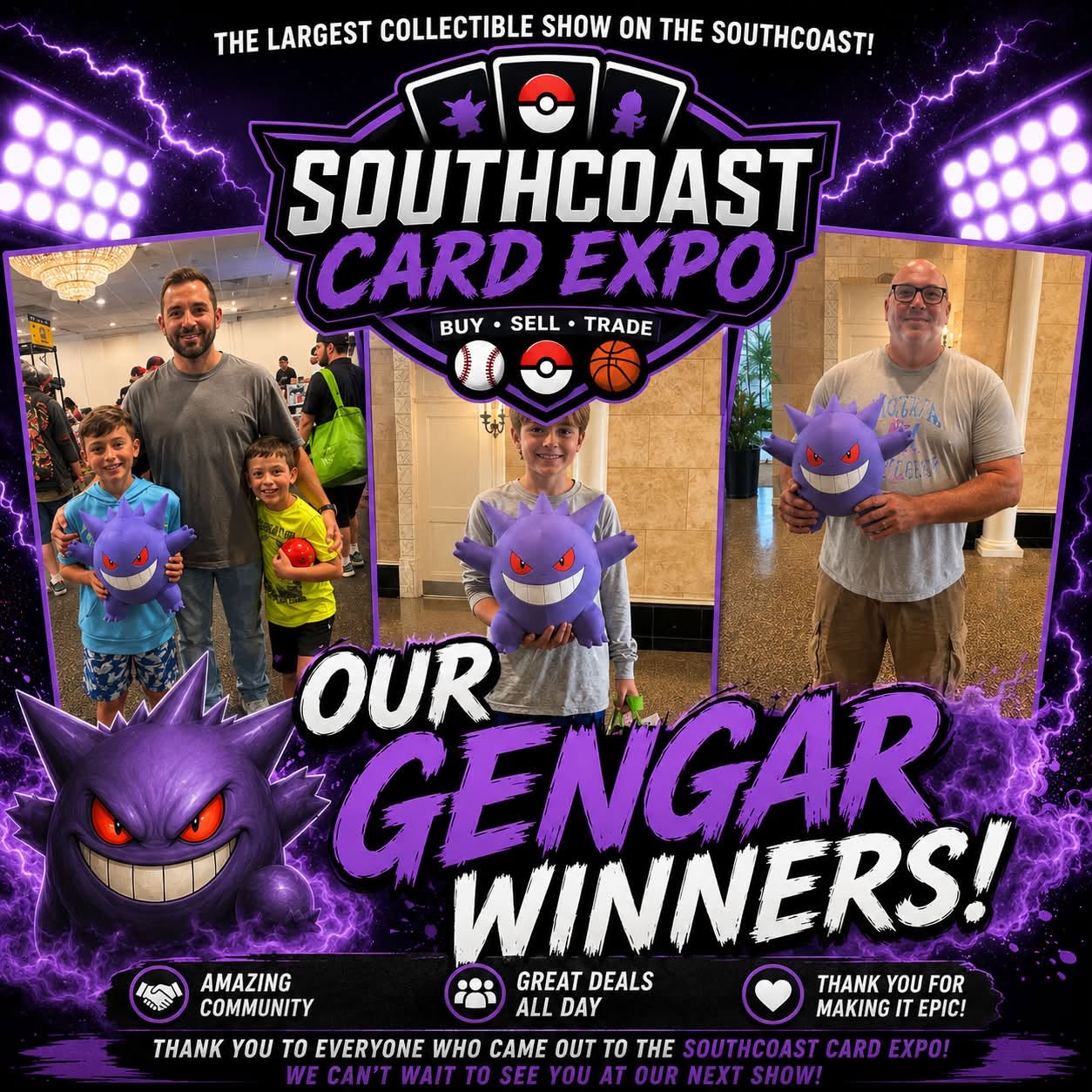 Gengar plush giveaway winners at the SouthCoast Card Expo